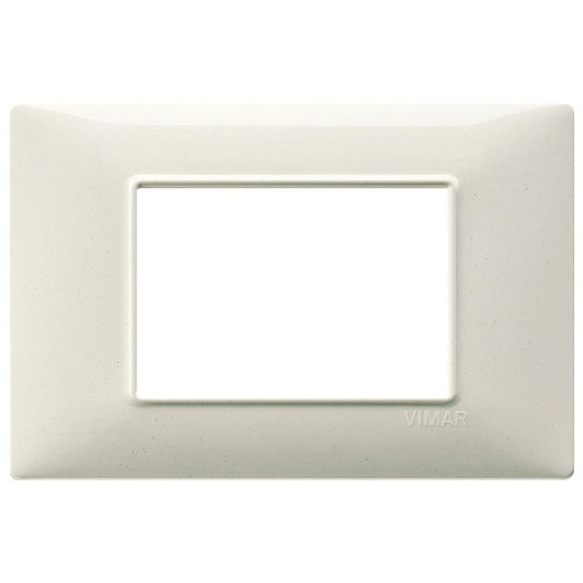 Vimar Plana 3-module switch frame in creamy white, designed for Vimar Plana series installation.