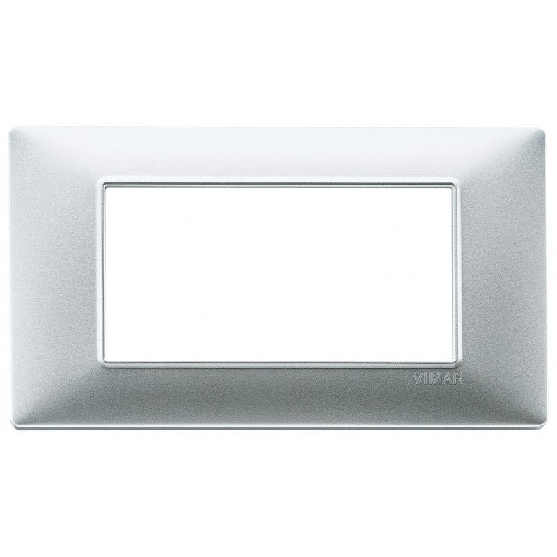 Vimar Plana 4 moduli placca in argento opaco, design elegante e moderno per installazione su supporto 14614.