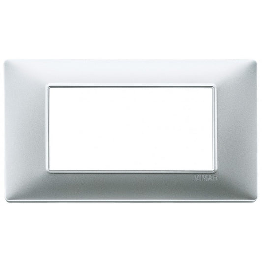 Vimar Plana 4 moduli placca in argento opaco, design elegante e moderno per installazione su supporto 14614.