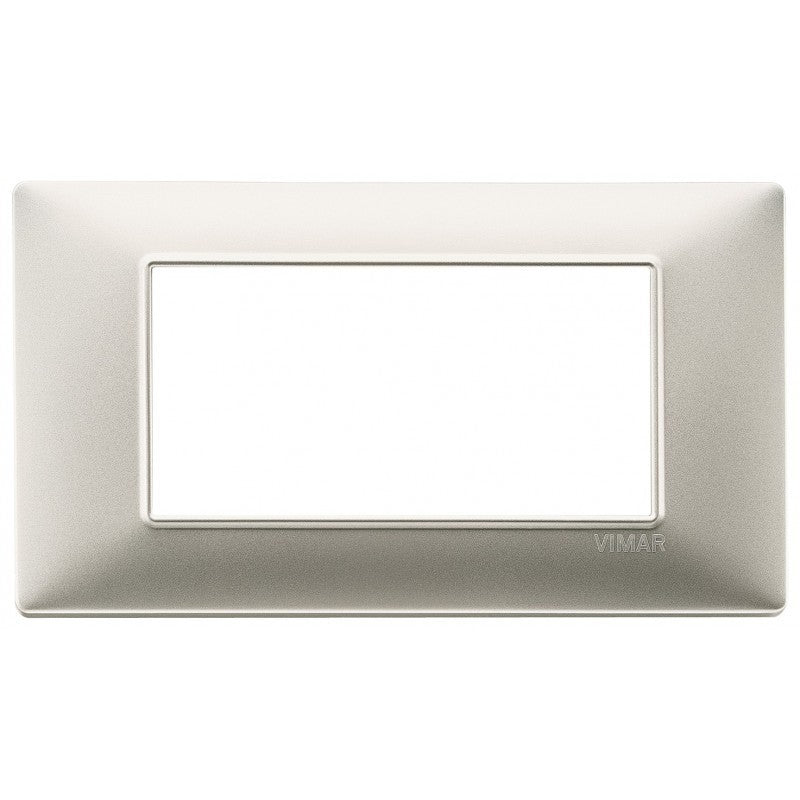 Vimar Plana 4-moduli placca in nickel opaco, 139,5 mm larghezza, supporto 14614, design moderno.