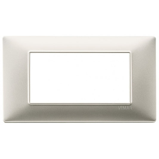 Vimar Plana 4-moduli placca in nickel opaco, 139,5 mm larghezza, supporto 14614, design moderno.