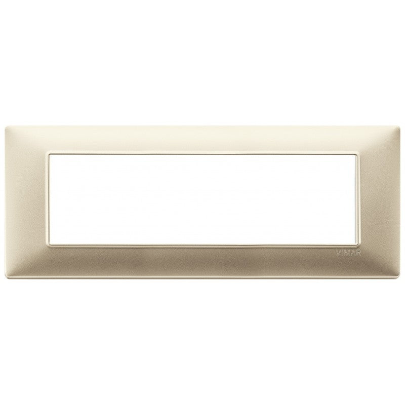 Vimar 7-moduli placca in champagne opaco, compatibile solo con supporto 14617, dimensioni 206mm x 81mm.