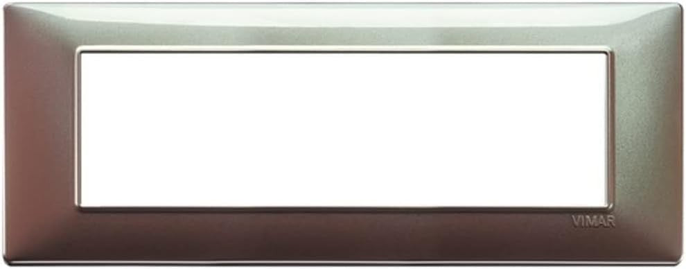 Vimar Placca 7 moduli color marrone micalizzato, installazione per serie Plana, dimensioni 206mm x 81mm.