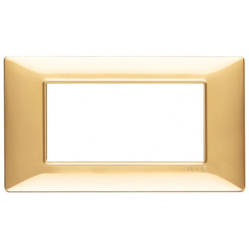 Vimar Plana 4 moduli placca in oro lucido, design elegante, compatibile solo con supporto 14614.