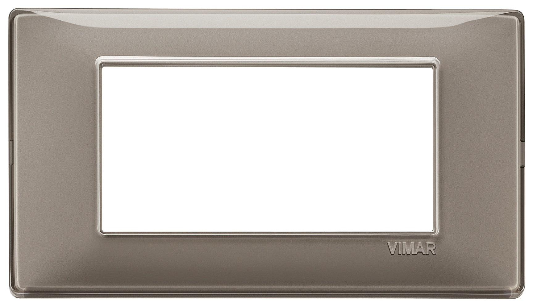 Vimar Plana 4-module frame in cenere color, made of technopolymer, compatible with series Plana.