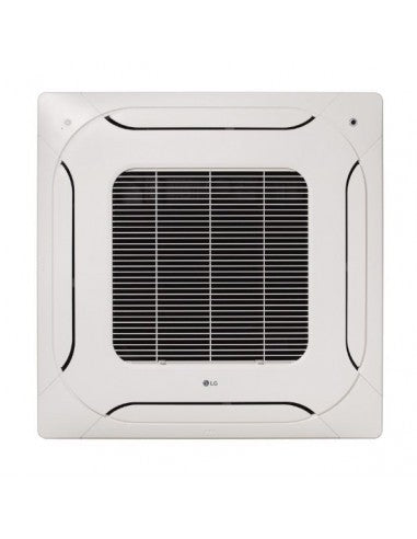 LG 18000 Btu Cassette Air Conditioner Unit with Black Grille and White Frame for Indoor Installation