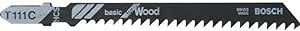 LAME SEGHETTO T-111 C Basic 3 PZ by Bosch, black carbon steel saw blade designed for efficient wood cutting.