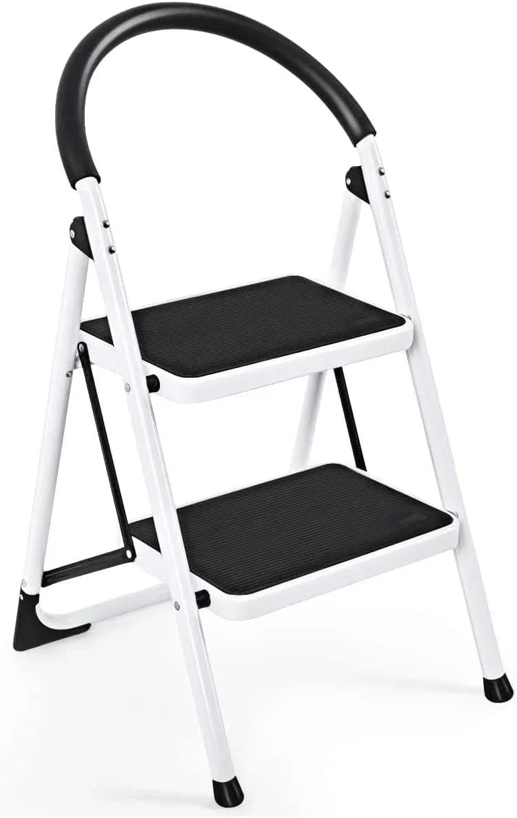 Scaletta Sgabello Pieghevole Antiscivolo 2 Gradini 150KG - Maniglione Ergonomico - SKU: HS-150KG-P