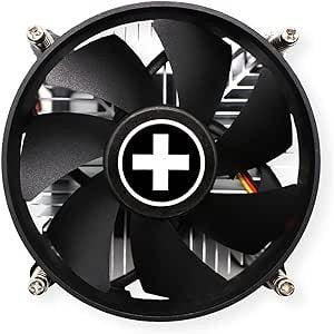 Black CPU cooler fan with a cross symbol, compatible with desktop computers, featuring a 2200 RPM speed.