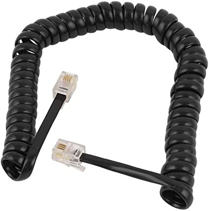 CAVO ESTEN CORNETTA MT2 NERO - black coiled telephone cable with clear connectors - commercial item by FAEG SRL