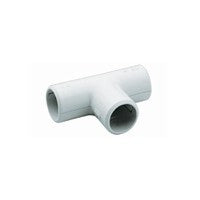 Giunzione a T ispezionabile Faeg FG16033 in PVC grigio, diametro 25 mm per collegare tre tubi.