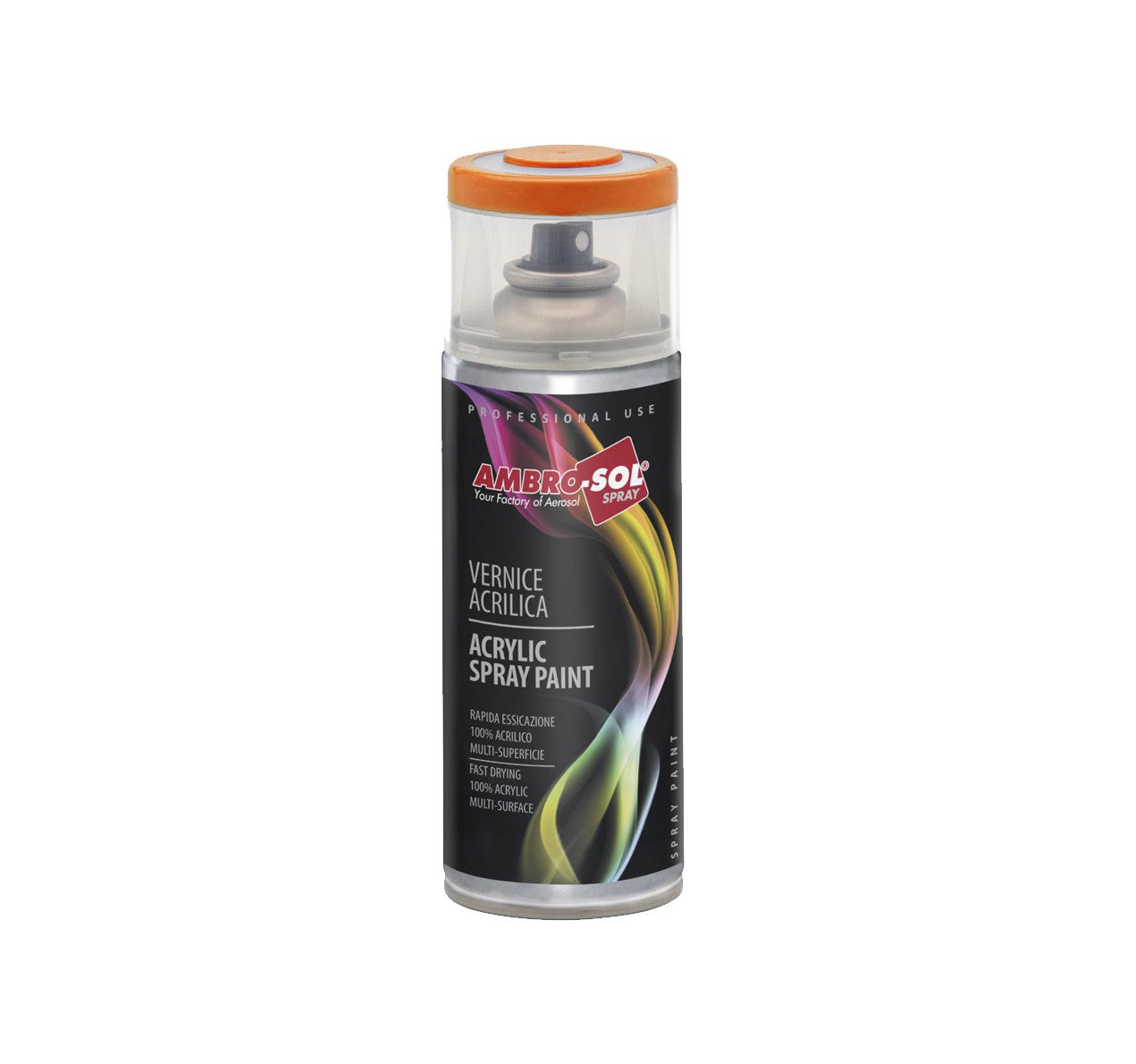 Ambro-Sol Arancio Pastello Acrylic Spray Paint in 400ml can for multi-surface use and quick drying.