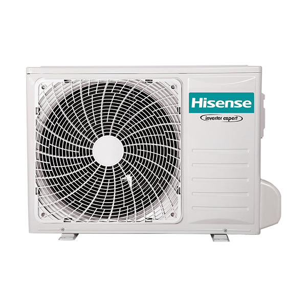 Hisense external unit of Dual Inverter air conditioner, model 9+9 BTU, efficient cooling for home comfort.