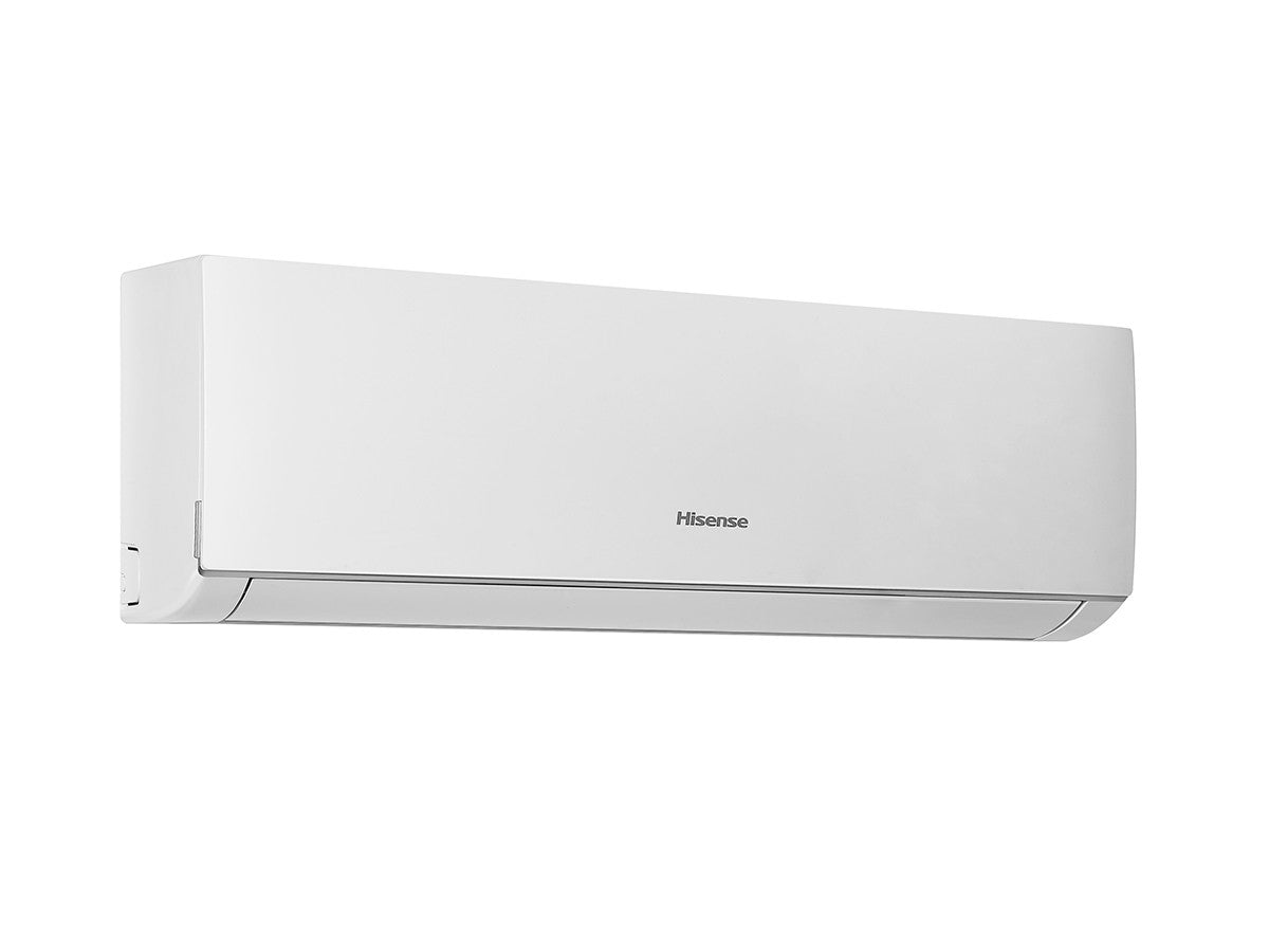 Climatizzatore Hisense Dual Inverter 12000 BTU, design moderno, unità interna del sistema di climatizzazione Wi-Fi integrato.