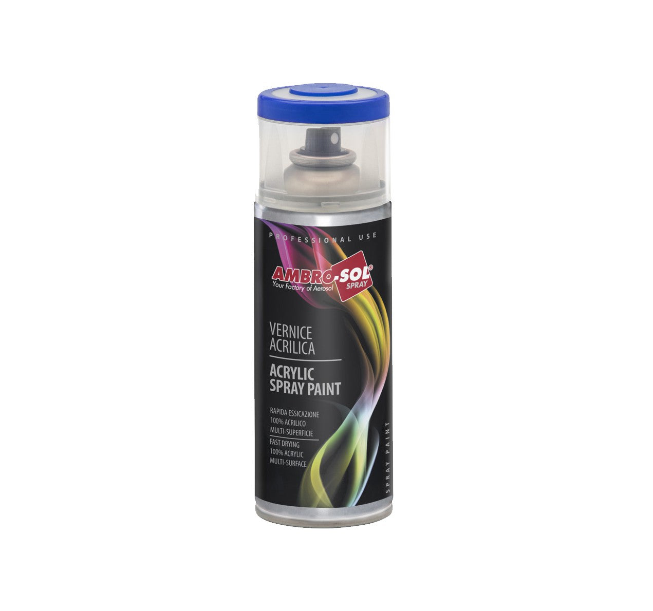 Ambro-Sol Vernice Acrilica Blu Genziana 400ml acrylic spray paint for multi-surface use, fast-drying formula.