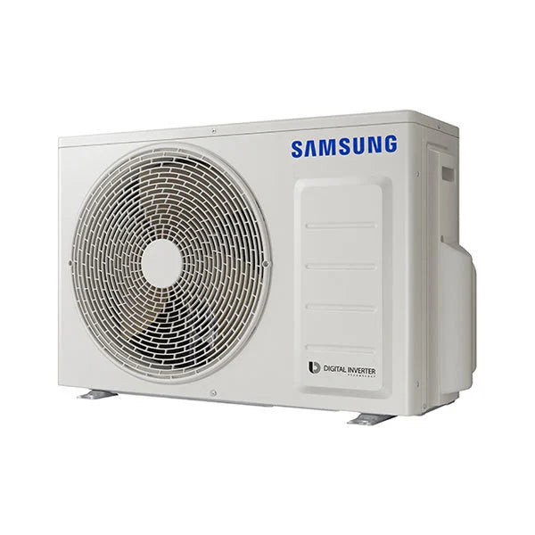 Samsung Dual Split Inverter air conditioner outdoor unit with digital inverter technology.