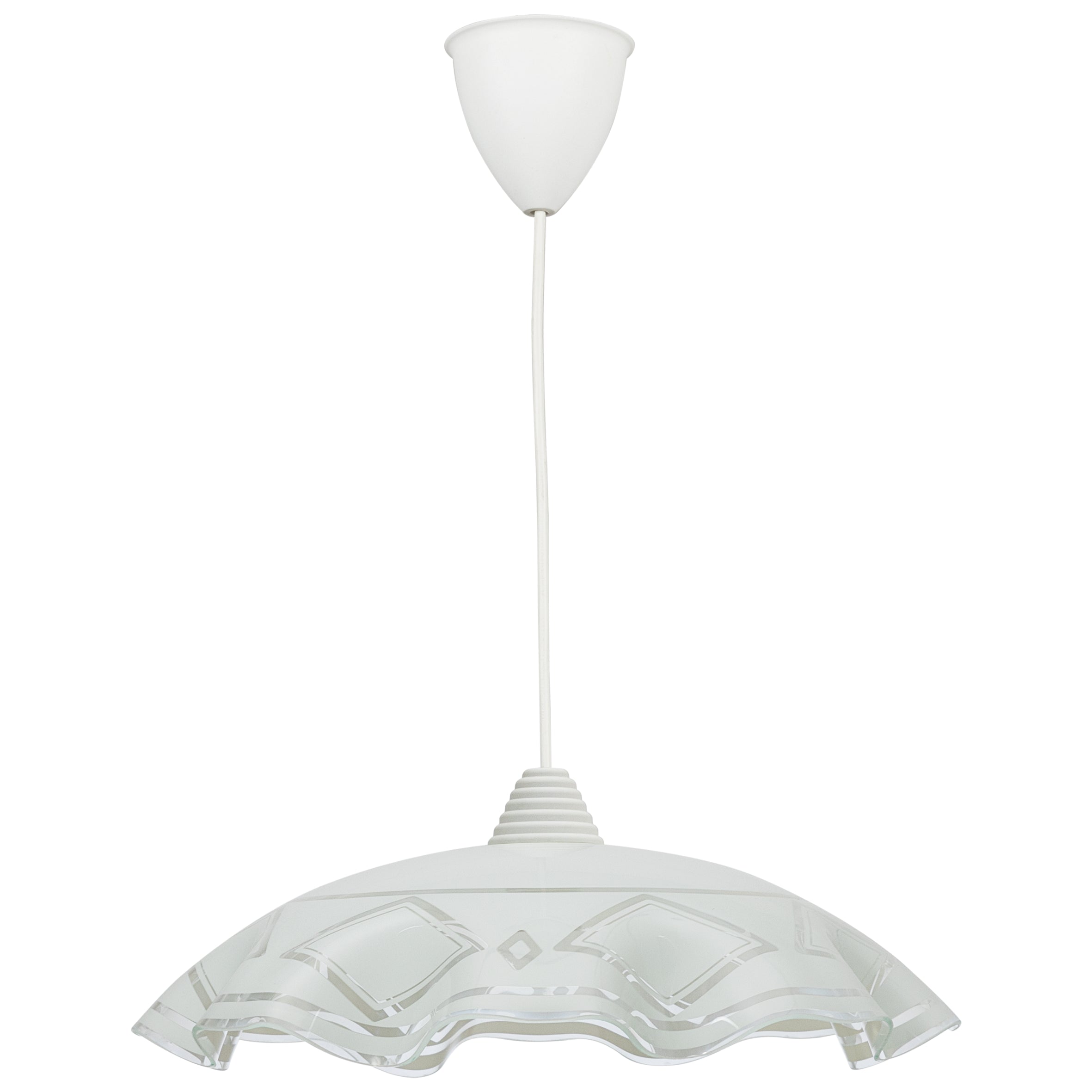Brigida pendant lamp with glass diffuser, white design, suitable for minimal and chic interiors.