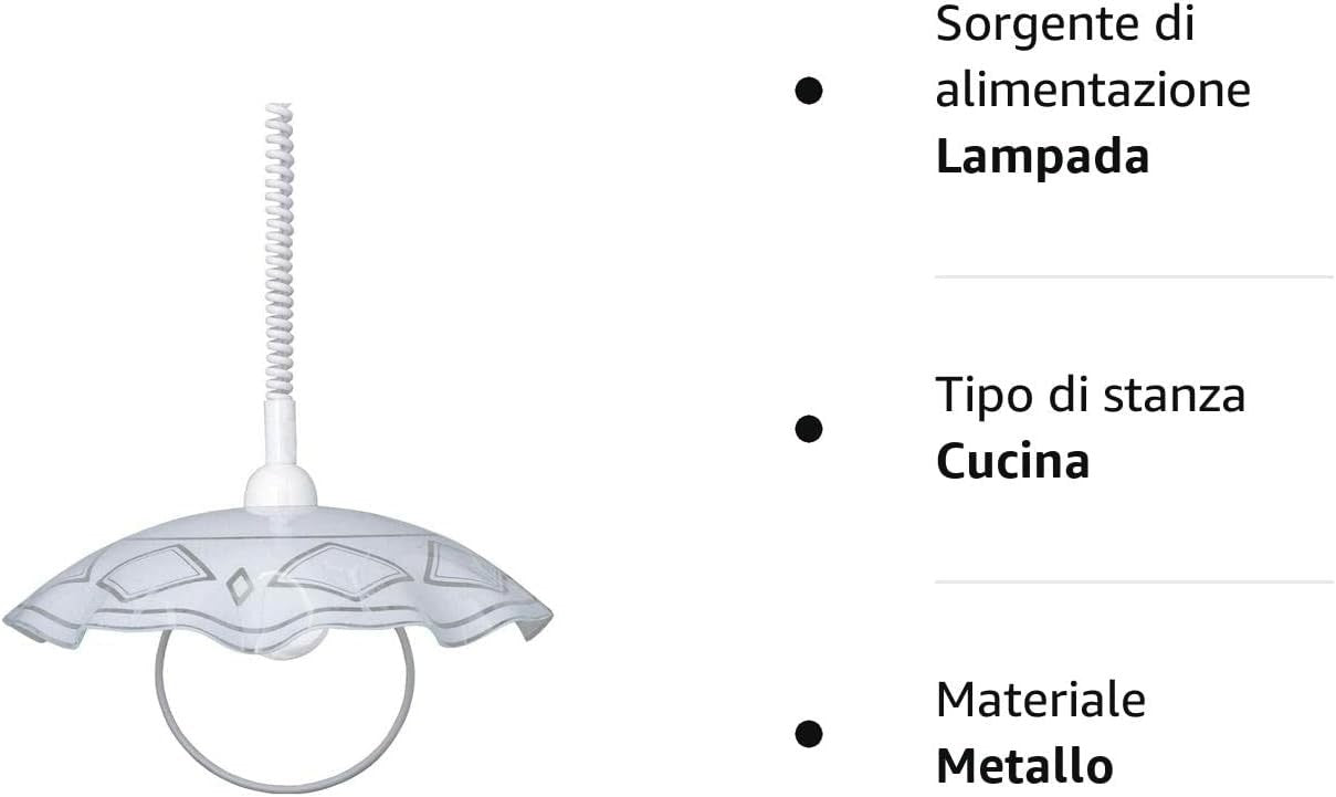 Brigida lampada saliscendi da soffitto in metallo, design moderno per cucina, alimentazione lampada E27.
