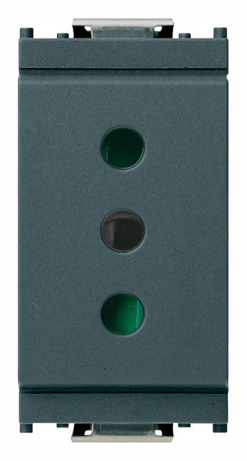 VIMAR 2P+T 10A P11 gray electrical socket, model 16201, Italian standard for safe connectivity.