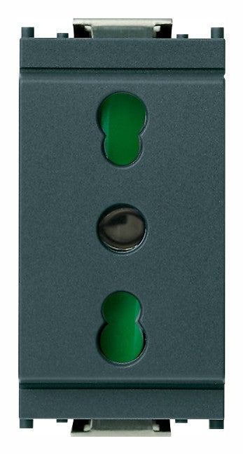 VIMAR Presa 2P+T 16A P17/11 grigio electrical socket with two green socket ports.