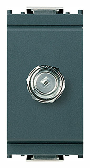 VIMAR gray F-type female coaxial connector for 2400 MHz, ideal for TV and satellite connections.