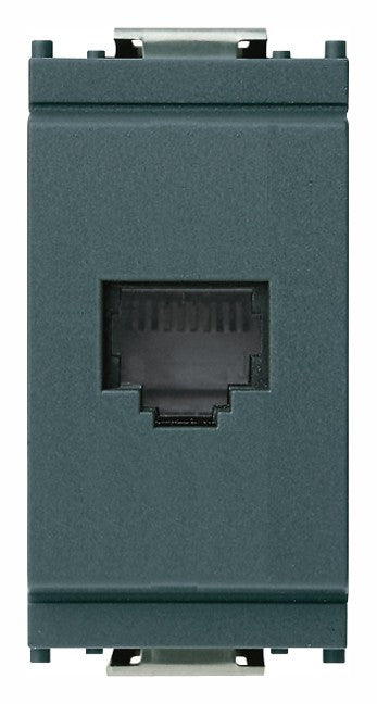 VIMAR RJ11 6/4 socket in gray, 6-position 4-contact with screw terminals, ideal for telecom connections.