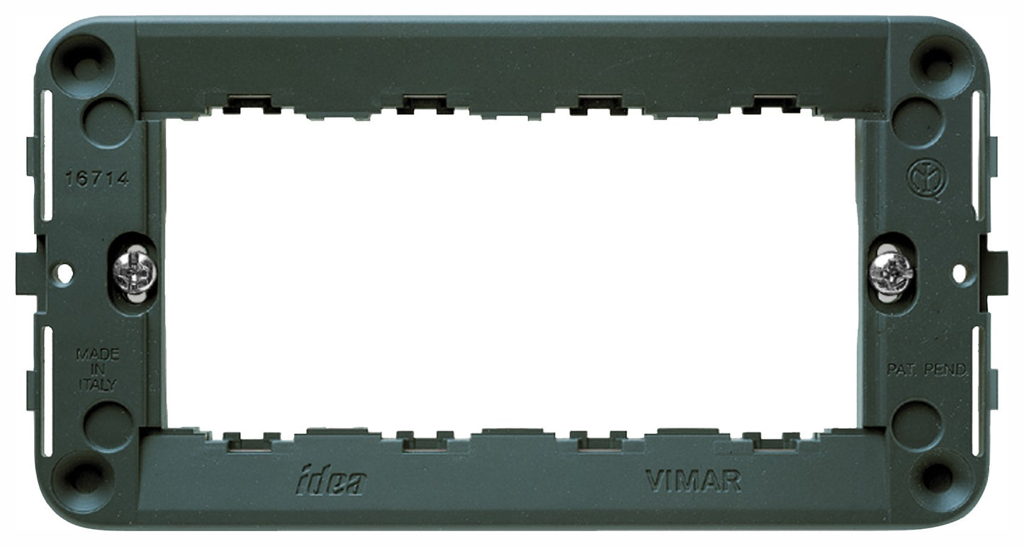 VIMAR 4-module support frame in gray with screws, model 16714 for electrical boxes.