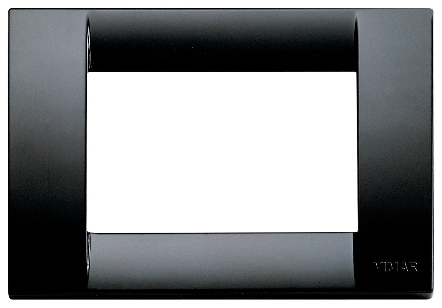 VIMAR Placca Classica 3M in black, 3-module technopolymer frame for electrical switches.