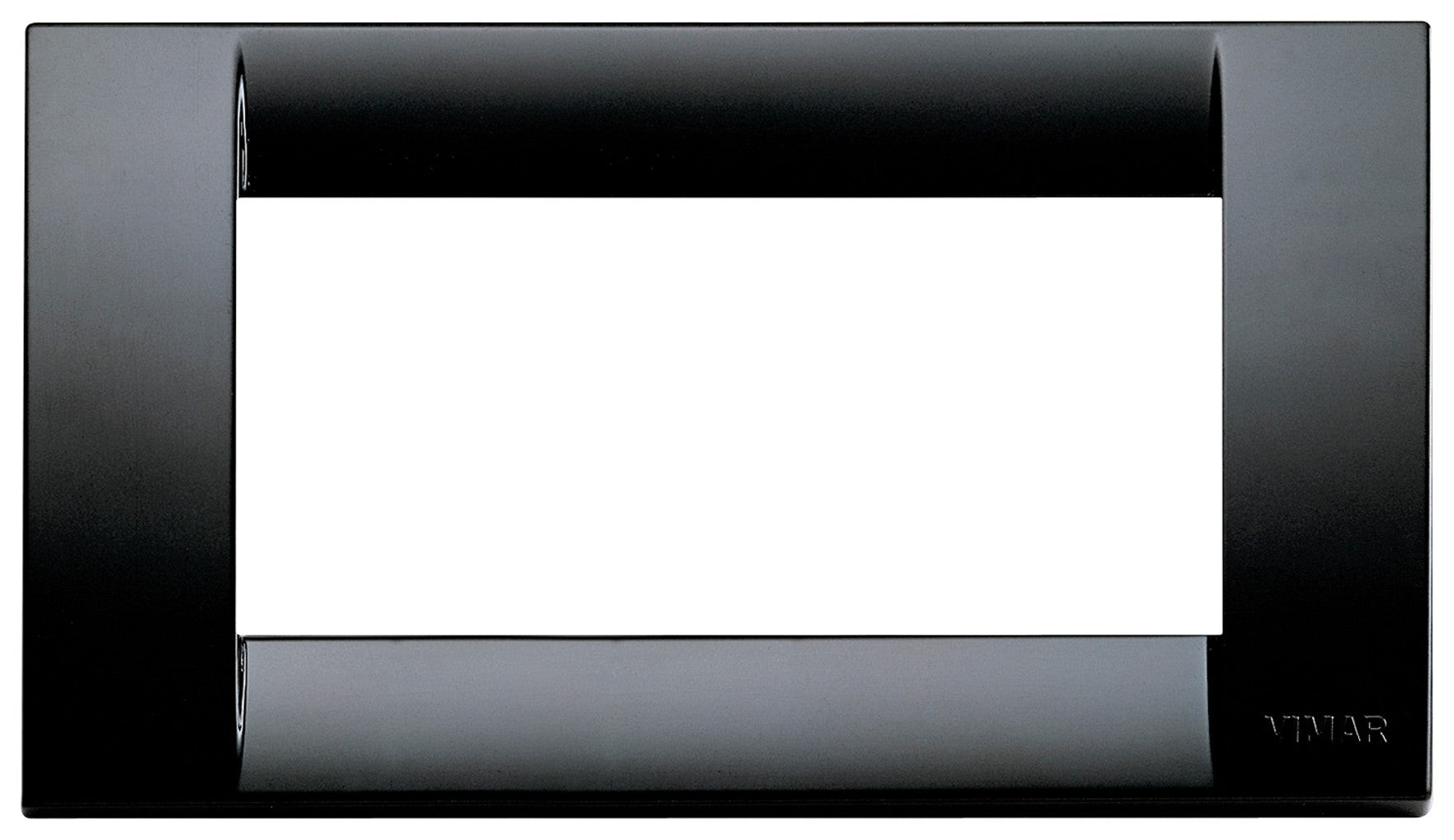 VIMAR Classica black frame for 4 modules, made of technopolymer, sleek design for modern electrical installations.