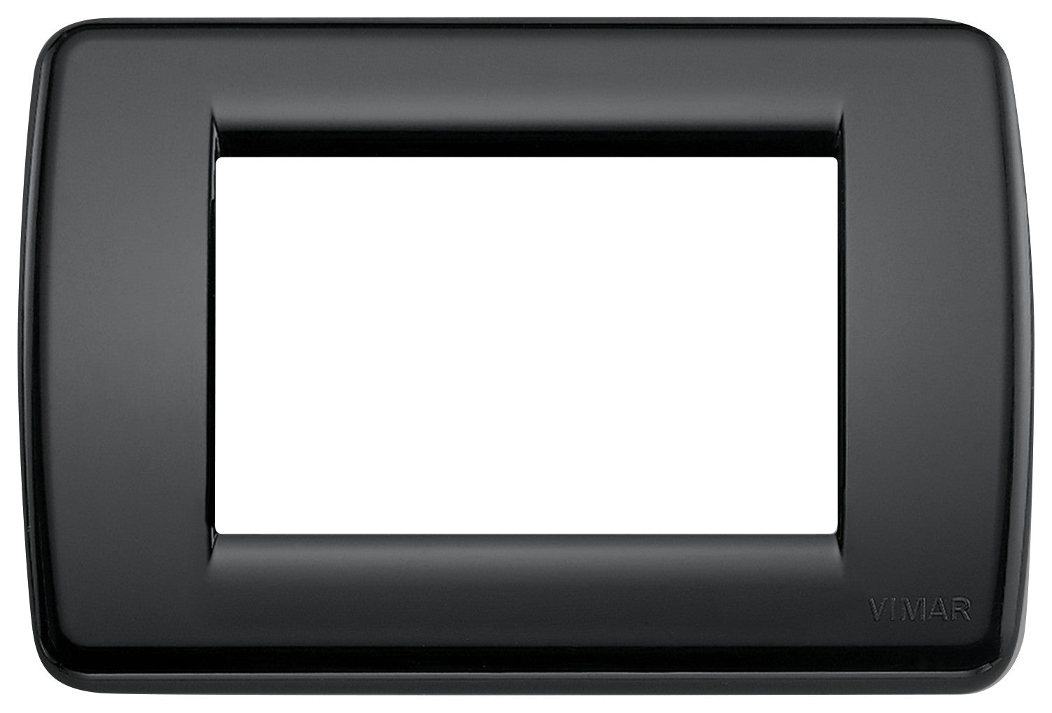VIMAR Placca Rondò 3M nero - 16763.16. Round black switch plate, 3 modules, made from technopolymer.