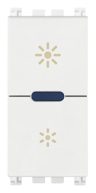 VIMER Dimmer MASTER 230V universal switch in white with brightness control and ON/OFF buttons.