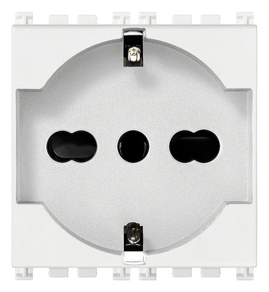 VIMAR 2P+T 16A white electrical socket, universal Italian standard, 250V suitable for various appliances.