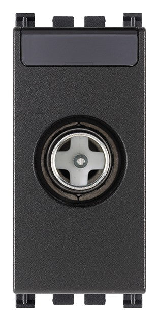 VIMAR TV-RD-SAT coaxial socket in gray with male connector for direct signal passage up to 2400 MHz.