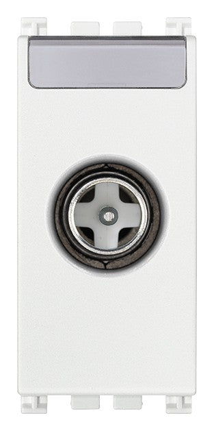 VIMAR TV-RD-SAT coaxial outlet, white, male connector, supports DC and control signals.