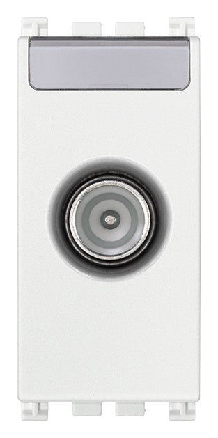 VIMAR TV-RD-SAT white coaxial socket, 5-2400 MHz, male connector, 10 dB attenuation.