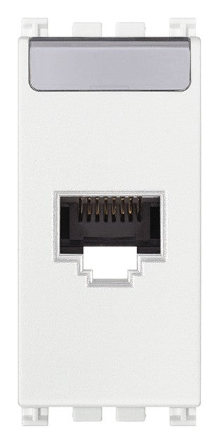 VIMAR RJ45 Presa Netsafe Cat5e UTP bianco con connettore, cablaggio universale T568A/B, 8 contatti.