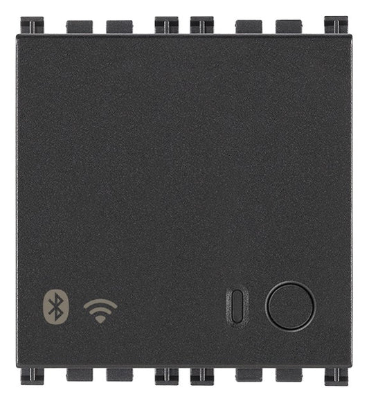 VIMAR IoT gateway in gray, featuring Bluetooth and Wi-Fi connectivity for smart home integration.