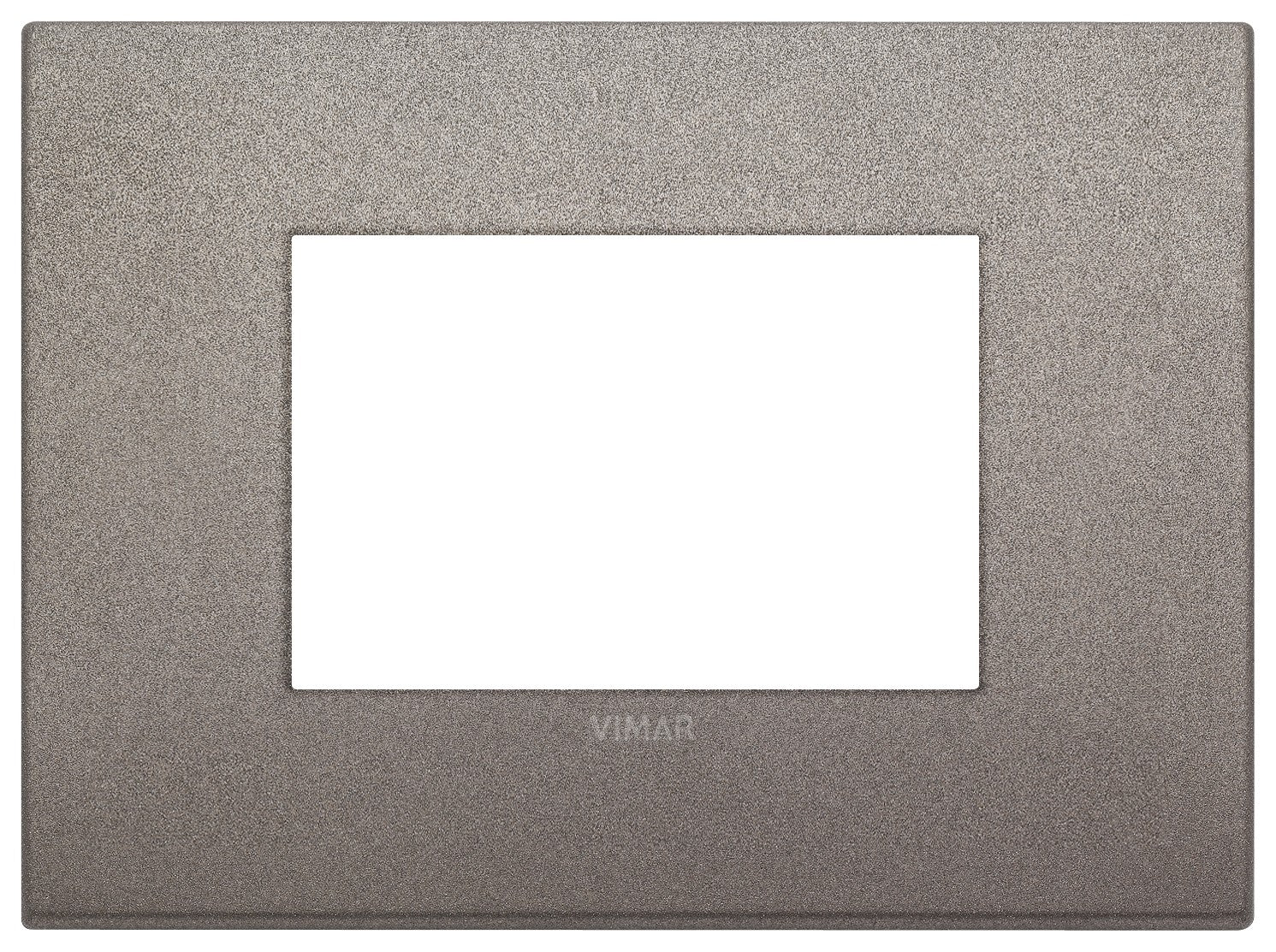 VIMAR Placca Classic 3M titanio matt, metal switch plate in matte titanium finish, three-module design.