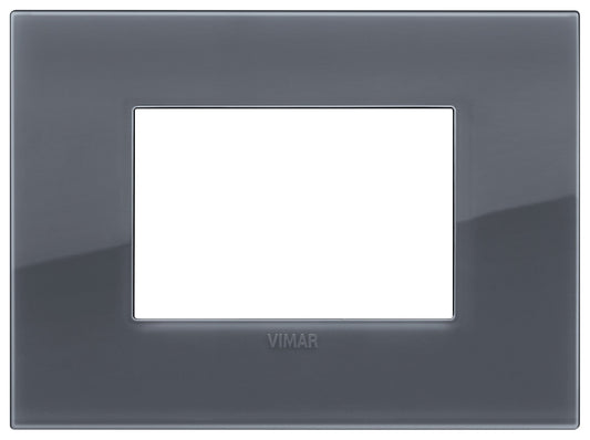 VIMAR Placca Classic 3M Reflex grigio fumè, 3-module technopolymer frame in smoke gray finish.