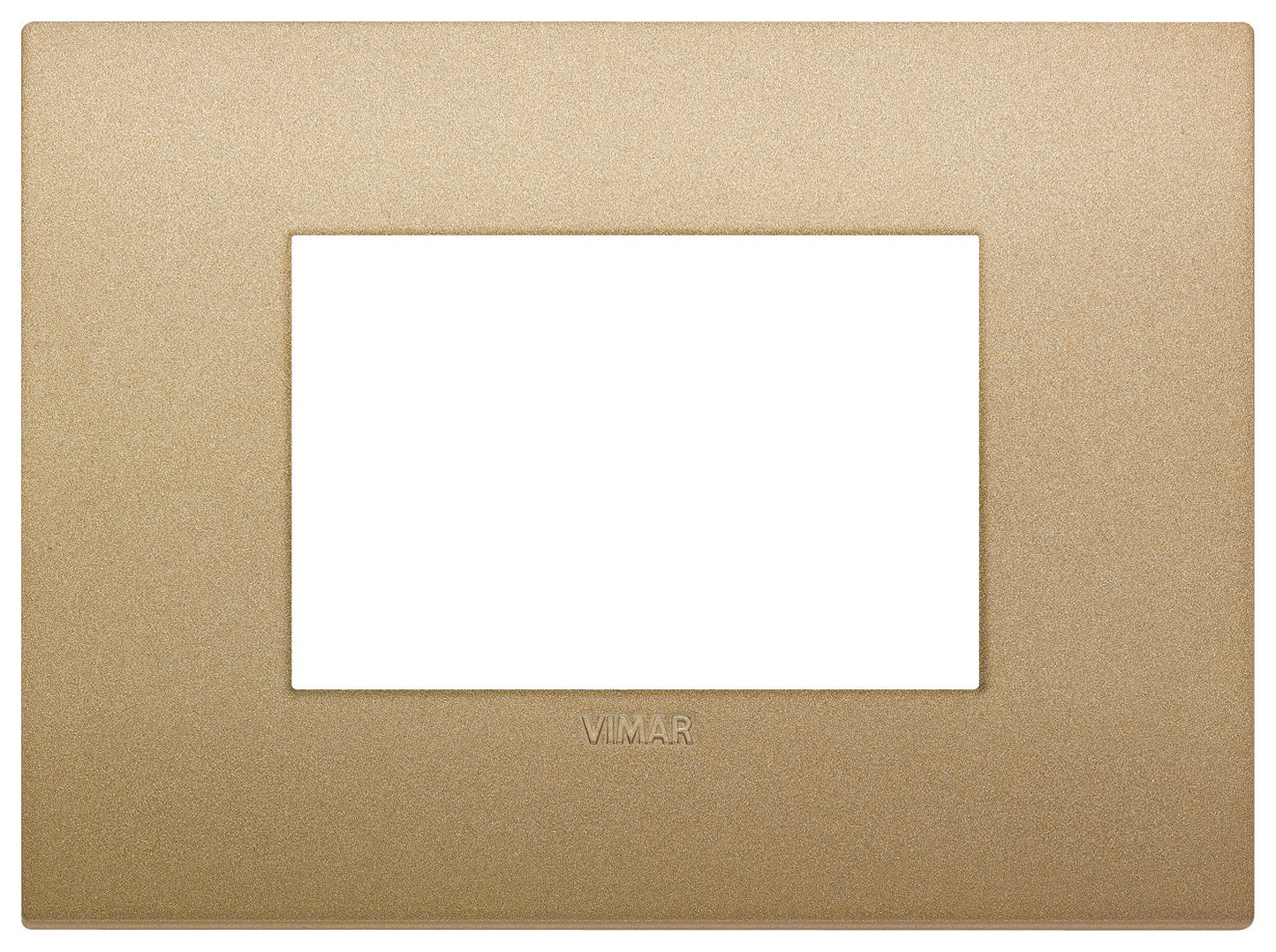 VIMAR Placca Classic 3M in matte gold, made of technopolymer, 3-module frame for electrical installations.