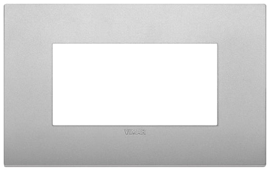 VIMAR Placca Classic 4M silver matt, tecnopolimero frame for electrical modules, sleek and modern design.