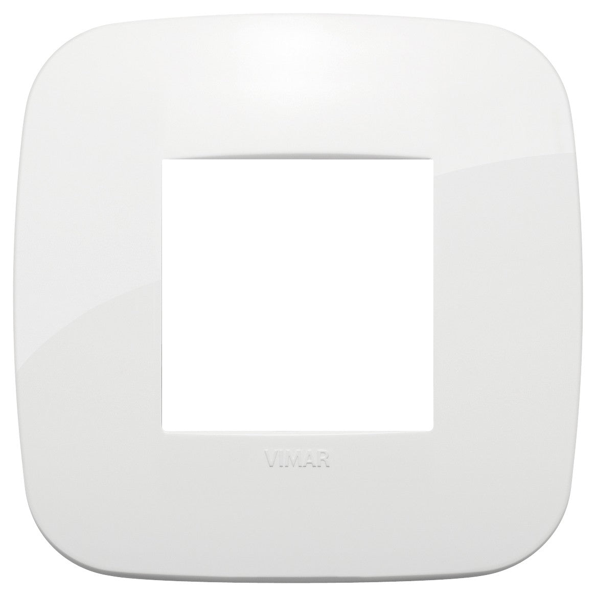 VIMAR Placca Round 2M bianco tecnopolimero, quadrata e elegante, ideale per installazione elettrica.