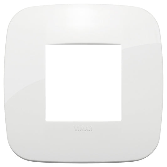 VIMAR Placca Round 2M bianco tecnopolimero, quadrata e elegante, ideale per installazione elettrica.