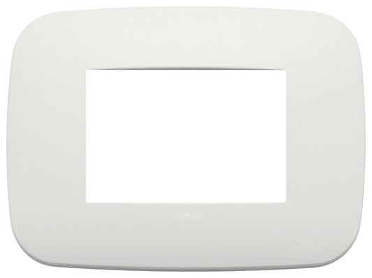 VIMAR Placca Round 3M, metal, pearl matte finish, 3-module frame for elegant interior design.