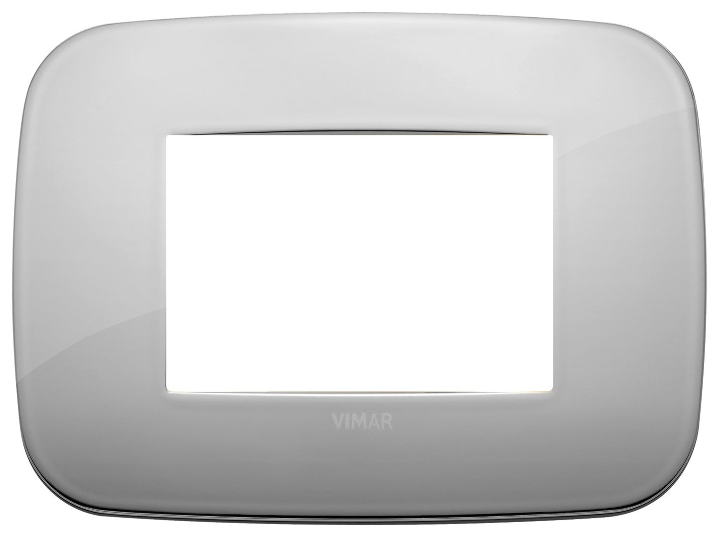 VIMAR Placca Round 3M cromo, metal frame for three modules, sleek chrome finish.
