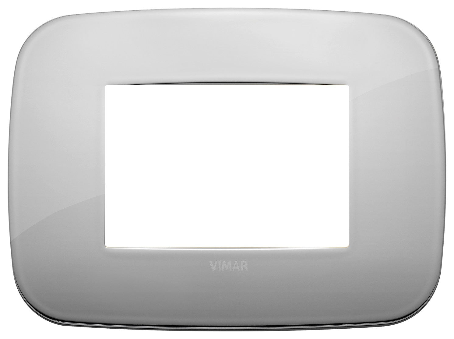 VIMAR Placca Round 3M cromo, metal frame for three modules, sleek chrome finish.