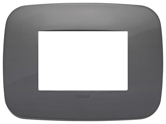 VIMAR Placca Round 3M grigio, tecnopolimero, 3 moduli, eleganza e funzionalità per interni.