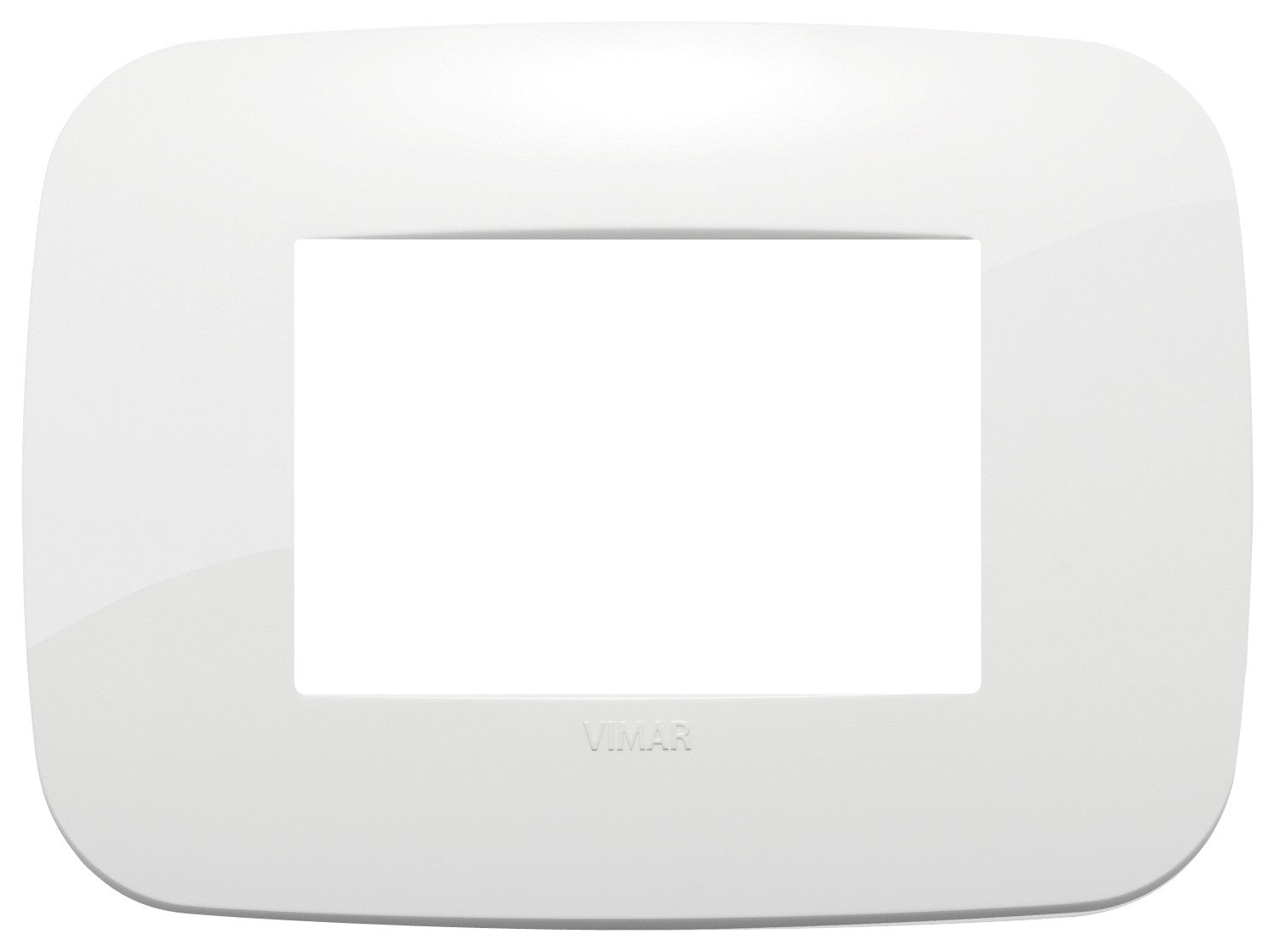 VIMAR Placca Round 3M in white, made from technopolymer, designed for three modules, modern and stylish.