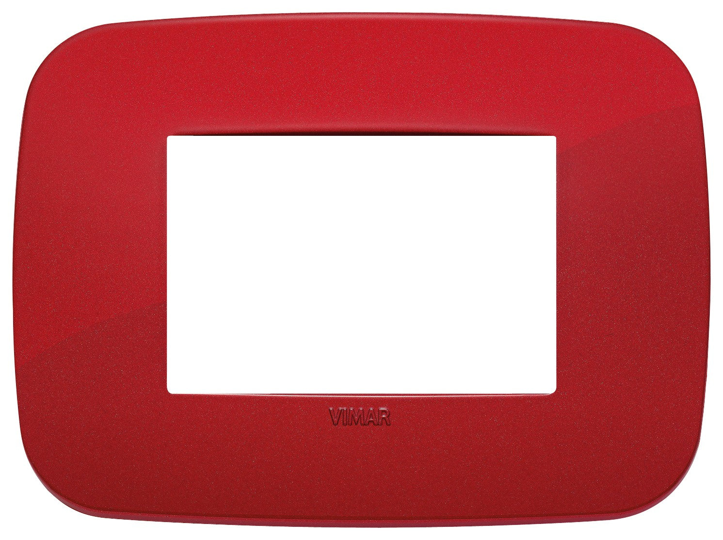 VIMAR Round 3-module cover in red made of technopolymer, model 19683.85, ideal for modern electrical installations.