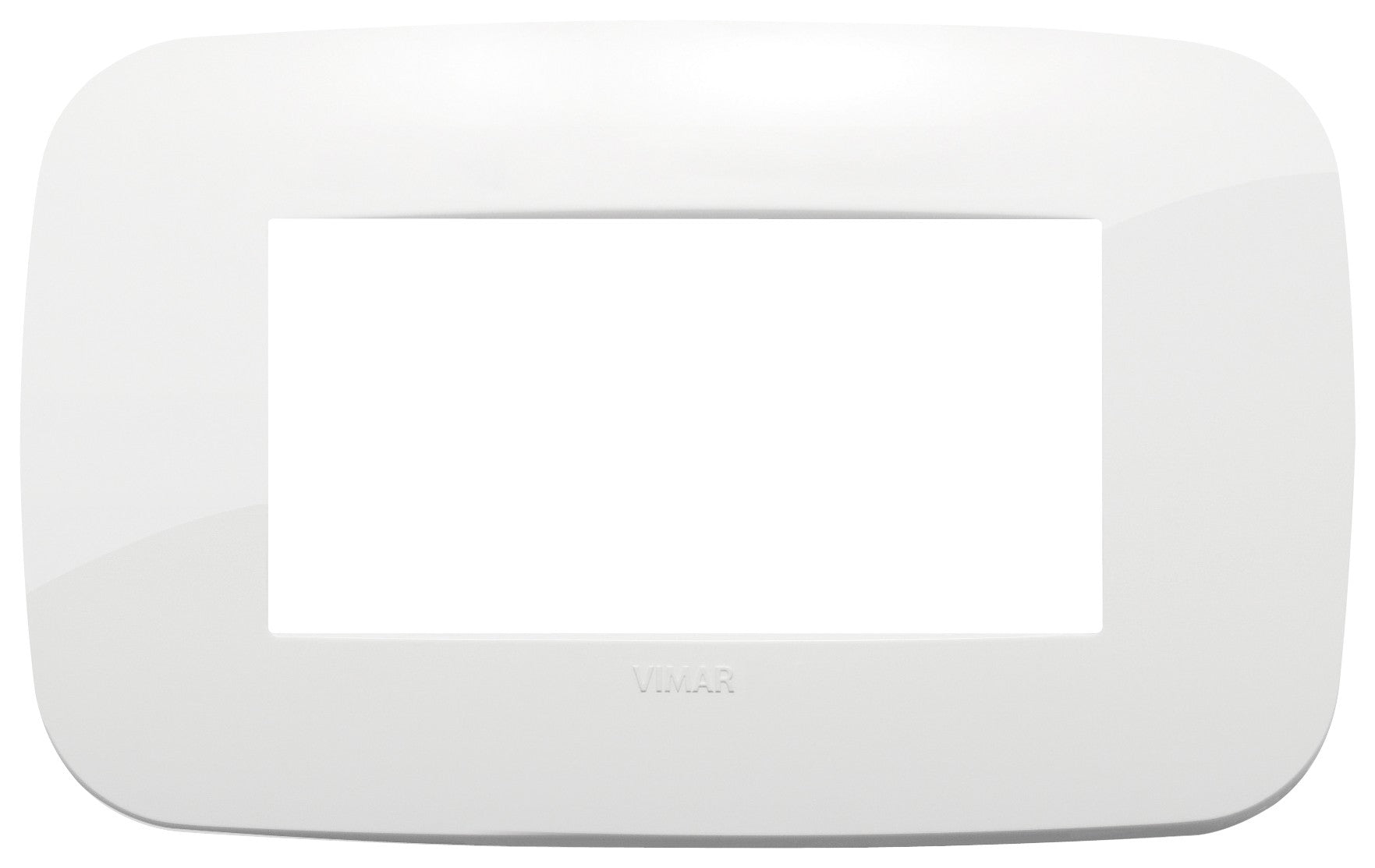 VIMAR Placca Round 4M in white, made of tecnopolimero, suitable for various modular installations.
